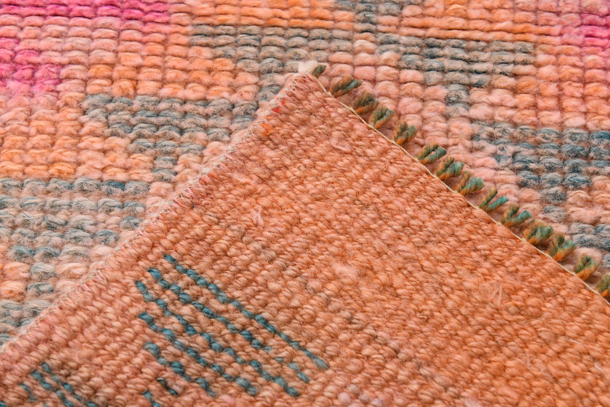 Peach & Pink Hallway Vintage Runner Rug, 84x310Cm