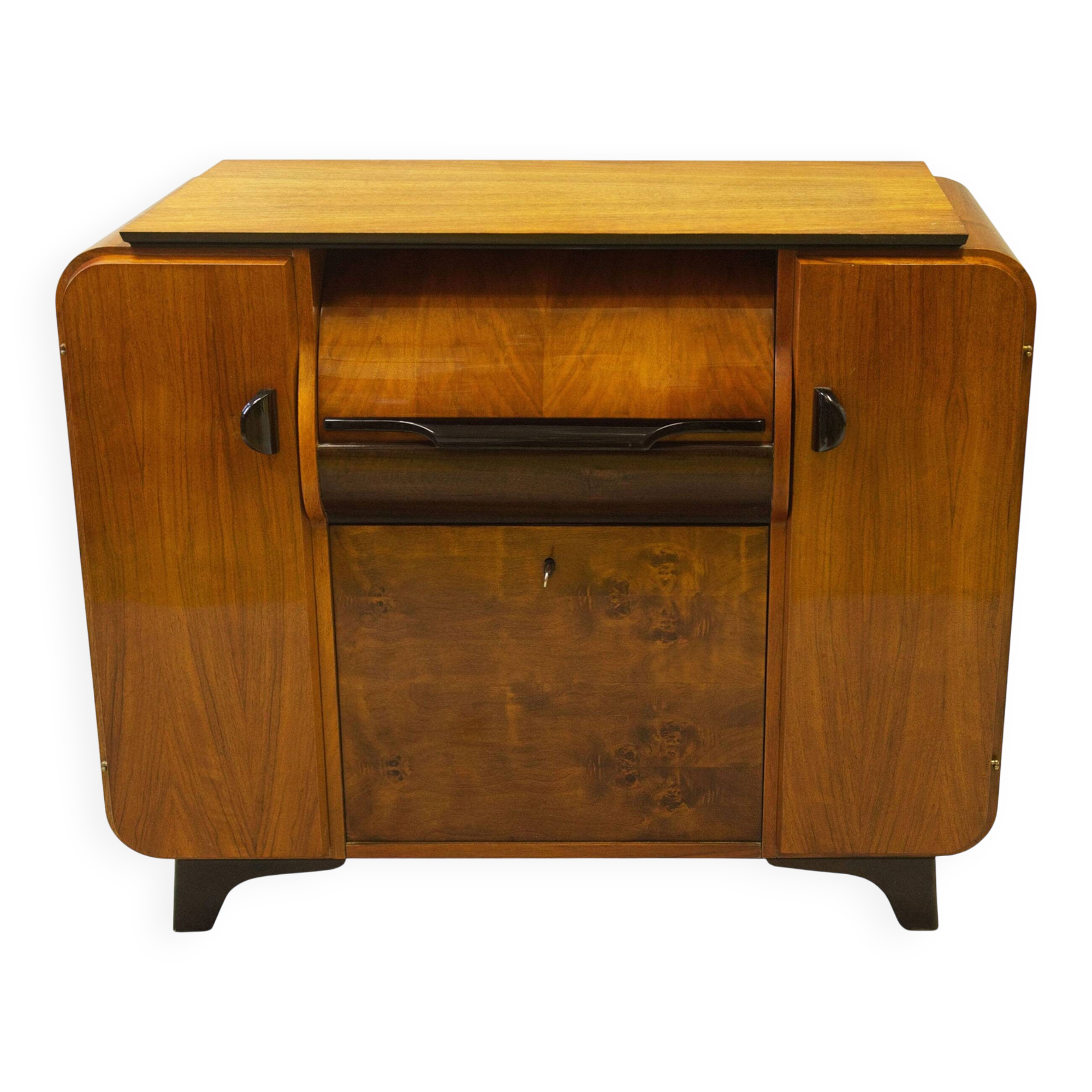 1950s Jindřich Halabala Record Cabinet – Walnut Mid-Century Design Icon