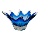 Grande Coupe Cristal Bohême Hospodka Bleu Sommerso 1960