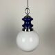 Vintage glass sphere with blue metal pendant from the 1970s.