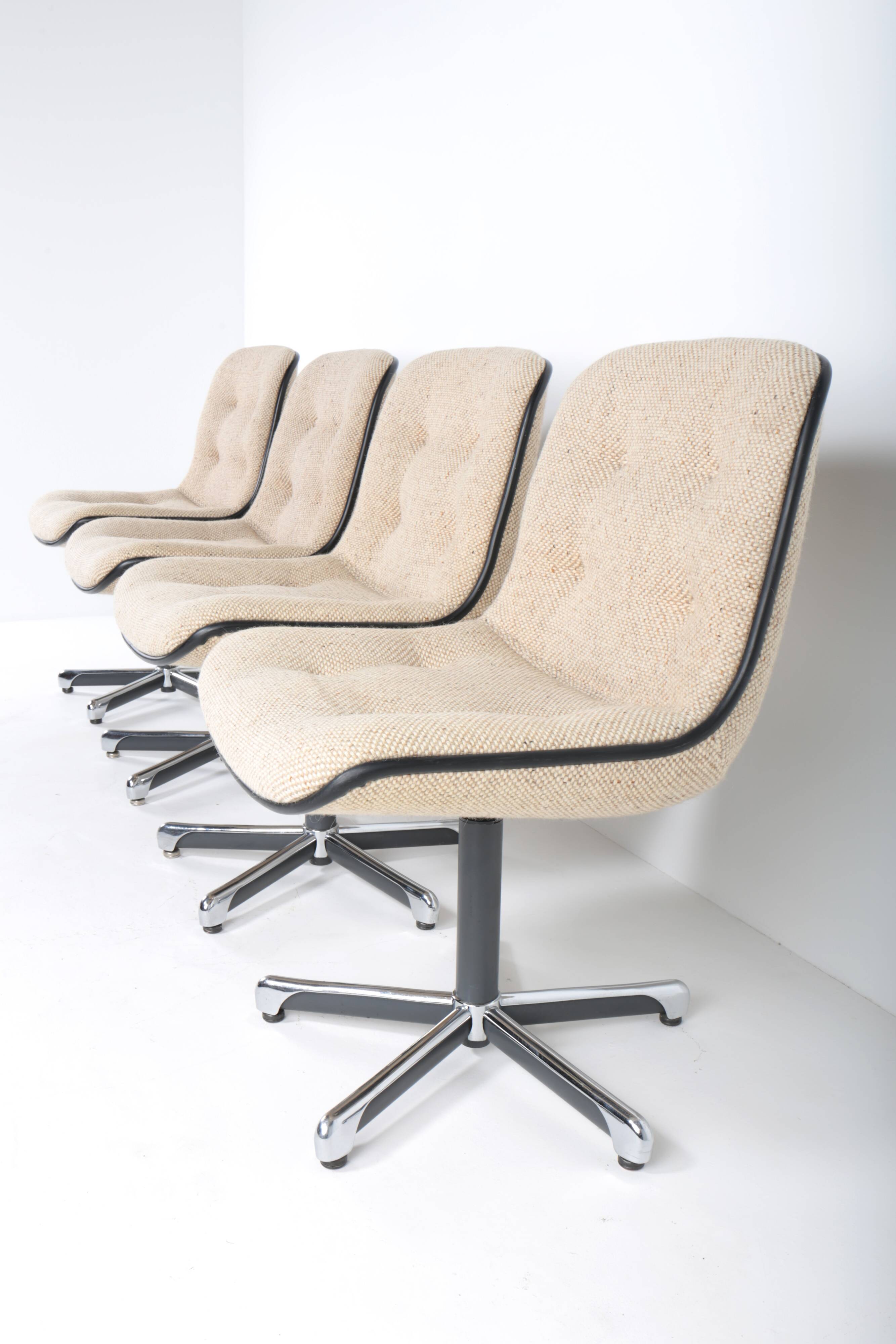 Set of 4 Strafor 451 armchairs by Randall Buck, 1970s