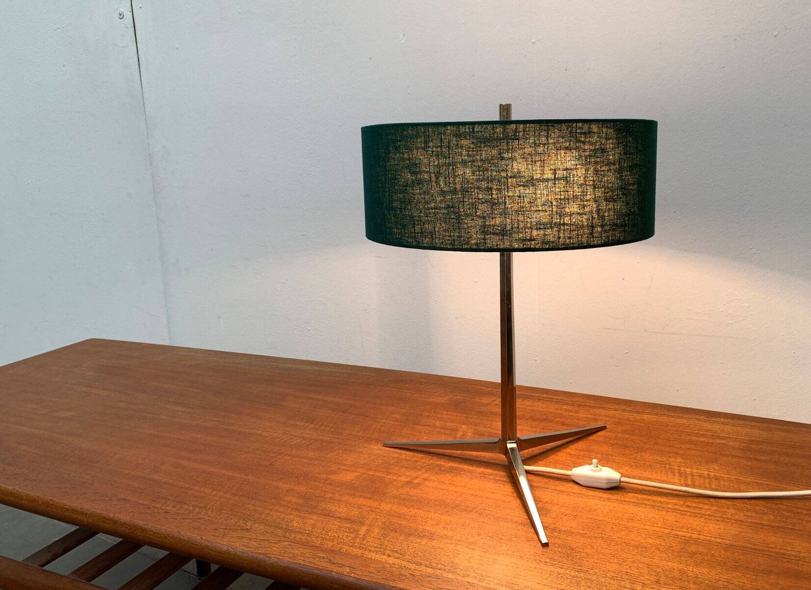 Mid-century minimalist tripod table lamp by Kaiser Leuchten, 1960s.