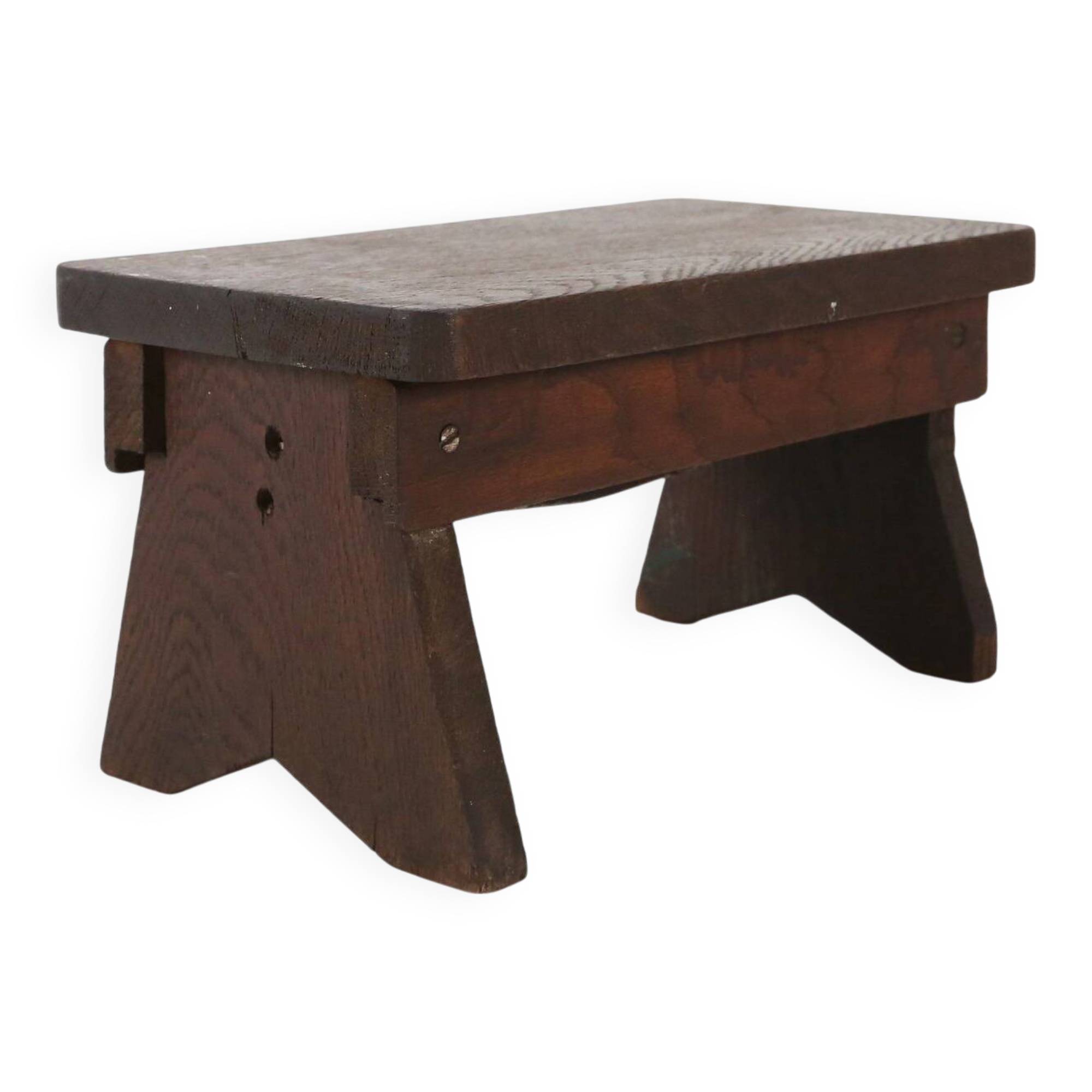 Rustic Wooden Stool with Exceptional Patina, Belgium 1880s