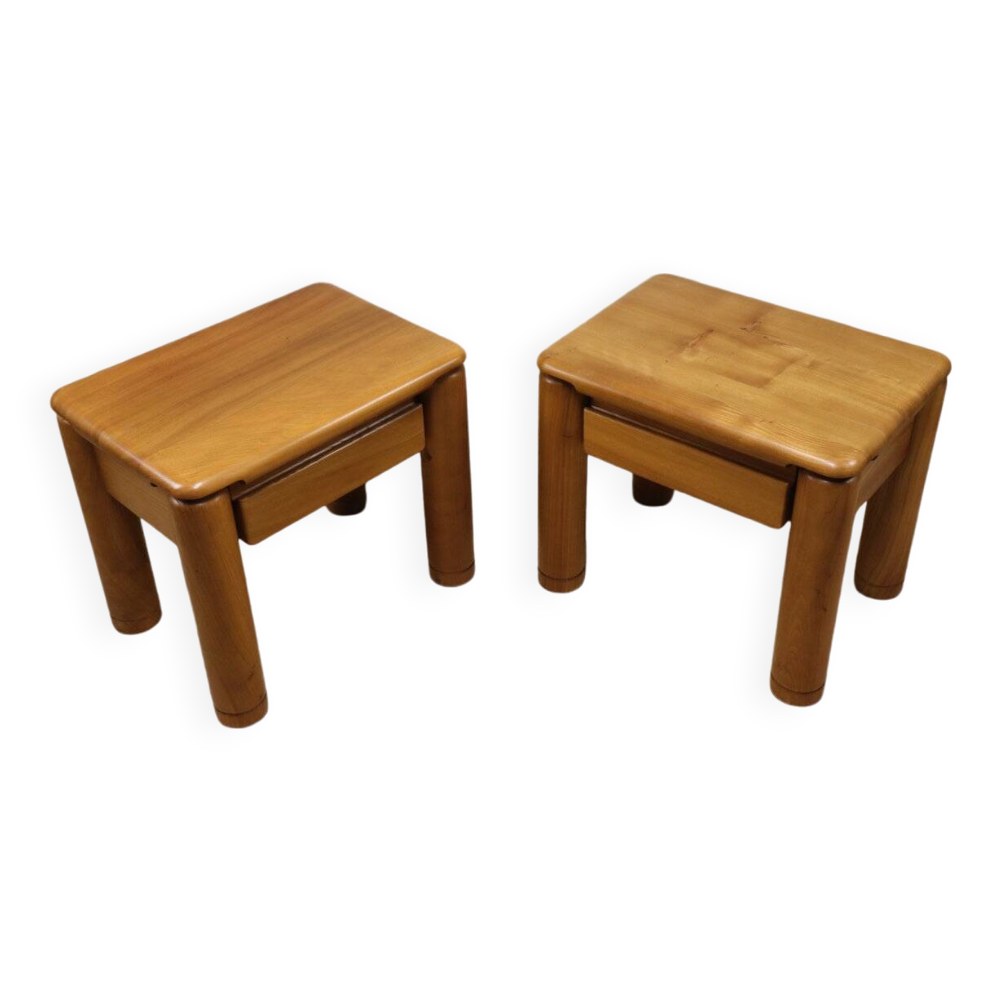 Pair of vintage elm bedside tables, 1970s