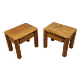 Pair of vintage elm bedside tables, 1970s