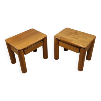 Paire de tables de chevet vintage en orme, 1970