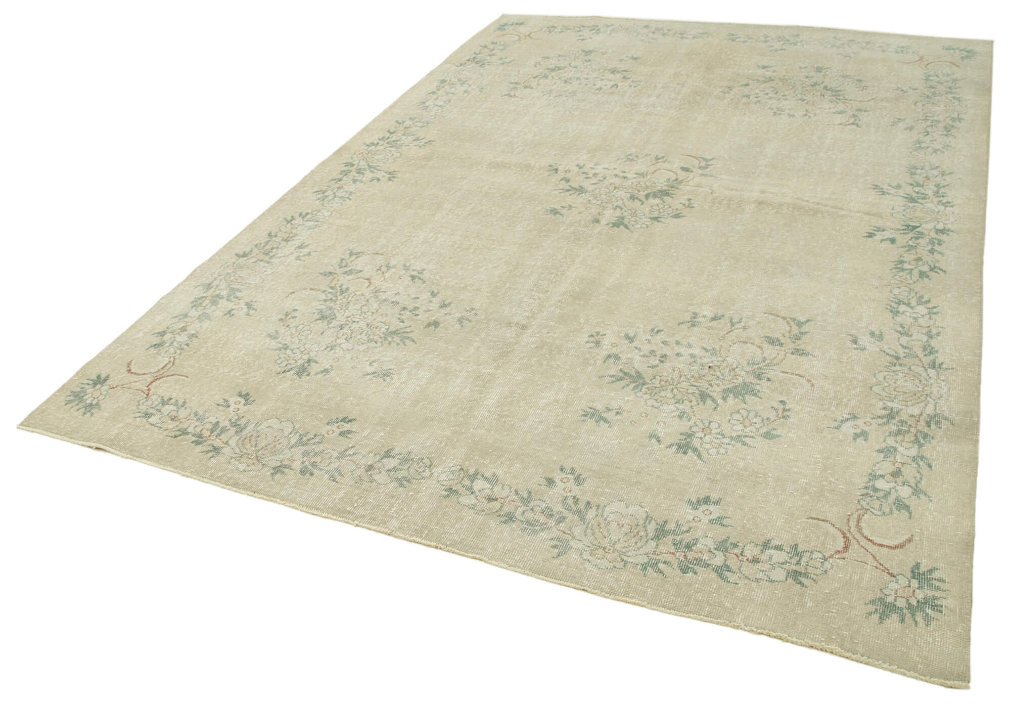 Hand-knotted wool turkish beige carpet 203 cm x 303 cm
