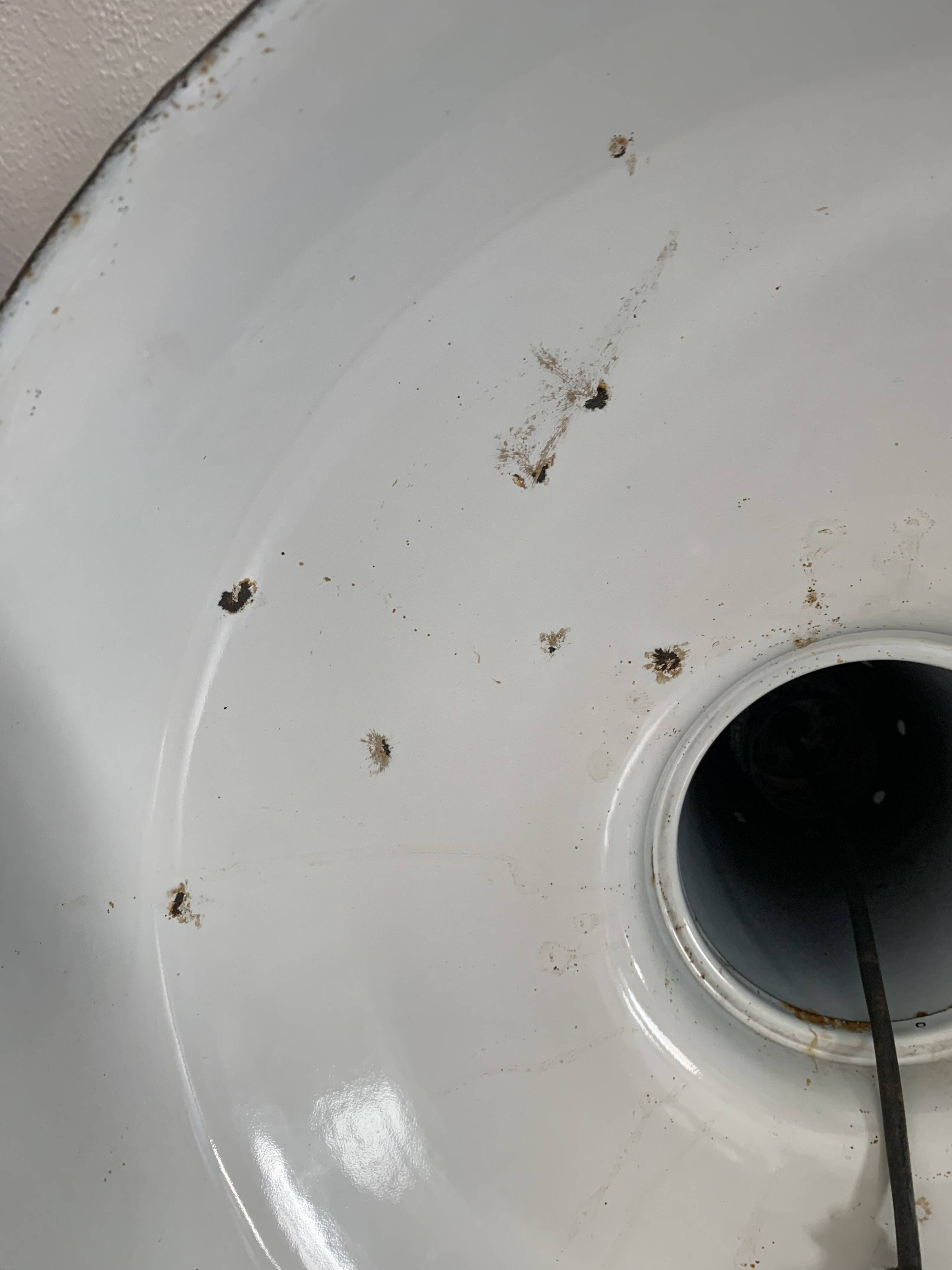 Vintage 1940s pendant lamp with marine enamel bowl - 47 x 40 cm