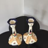Pair of HB Quimper candle holders