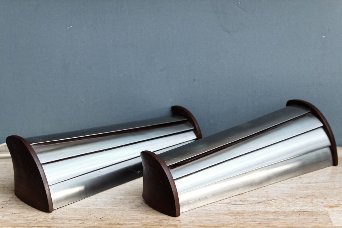 Pair of asymmetrical Scandinavian wall lamps, 50s-60s
