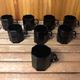Series Of 8 ESSO Cups Black Ceramic Collection France Vintage