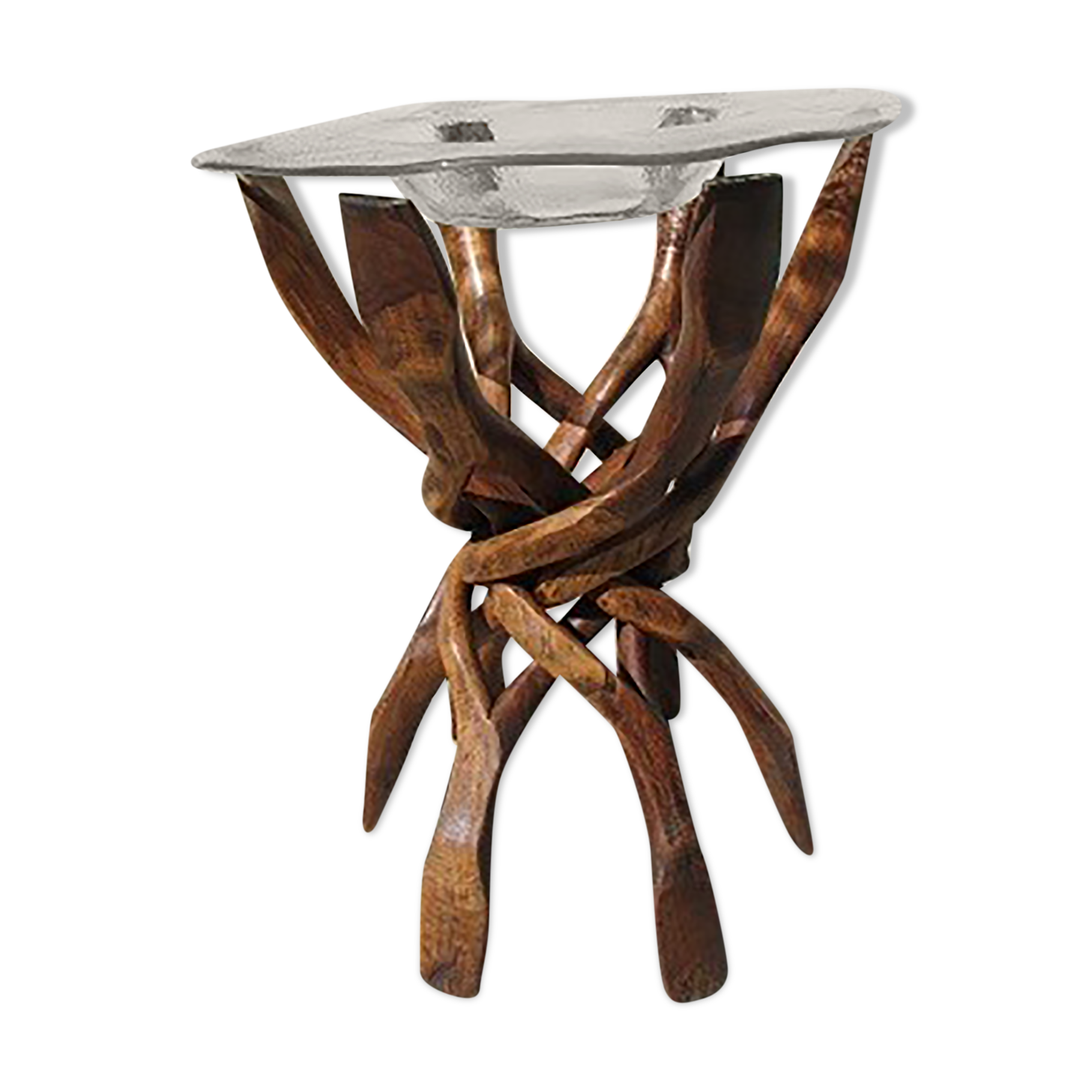 Side table foot six branches intercose and glass tray