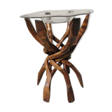 Side table foot six branches intercose and glass tray