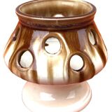 1950s Candle holder / Lantern on a glazed ceramic pedestal