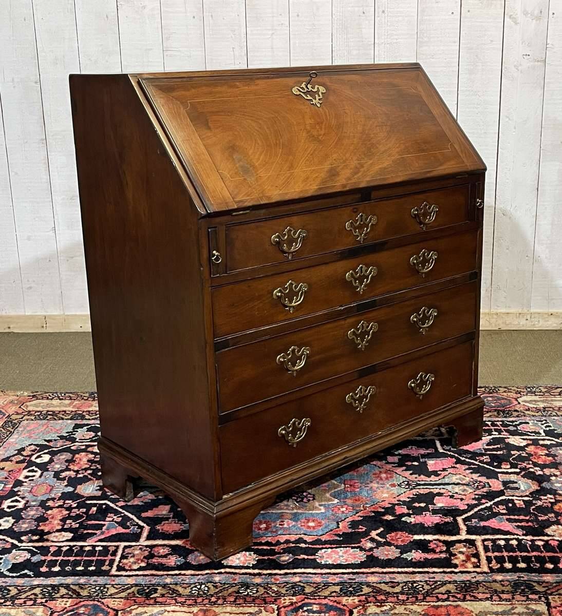 English Georgian donkey desk from the 19th century, mahogany and oak.