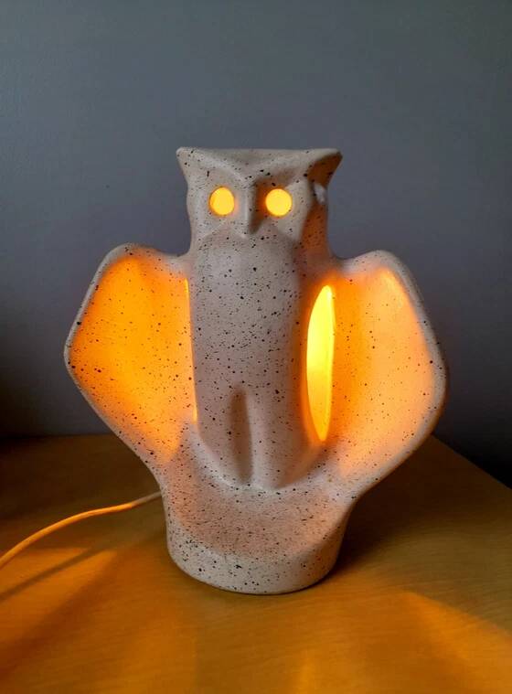 Owl lamp in ceramic 1970