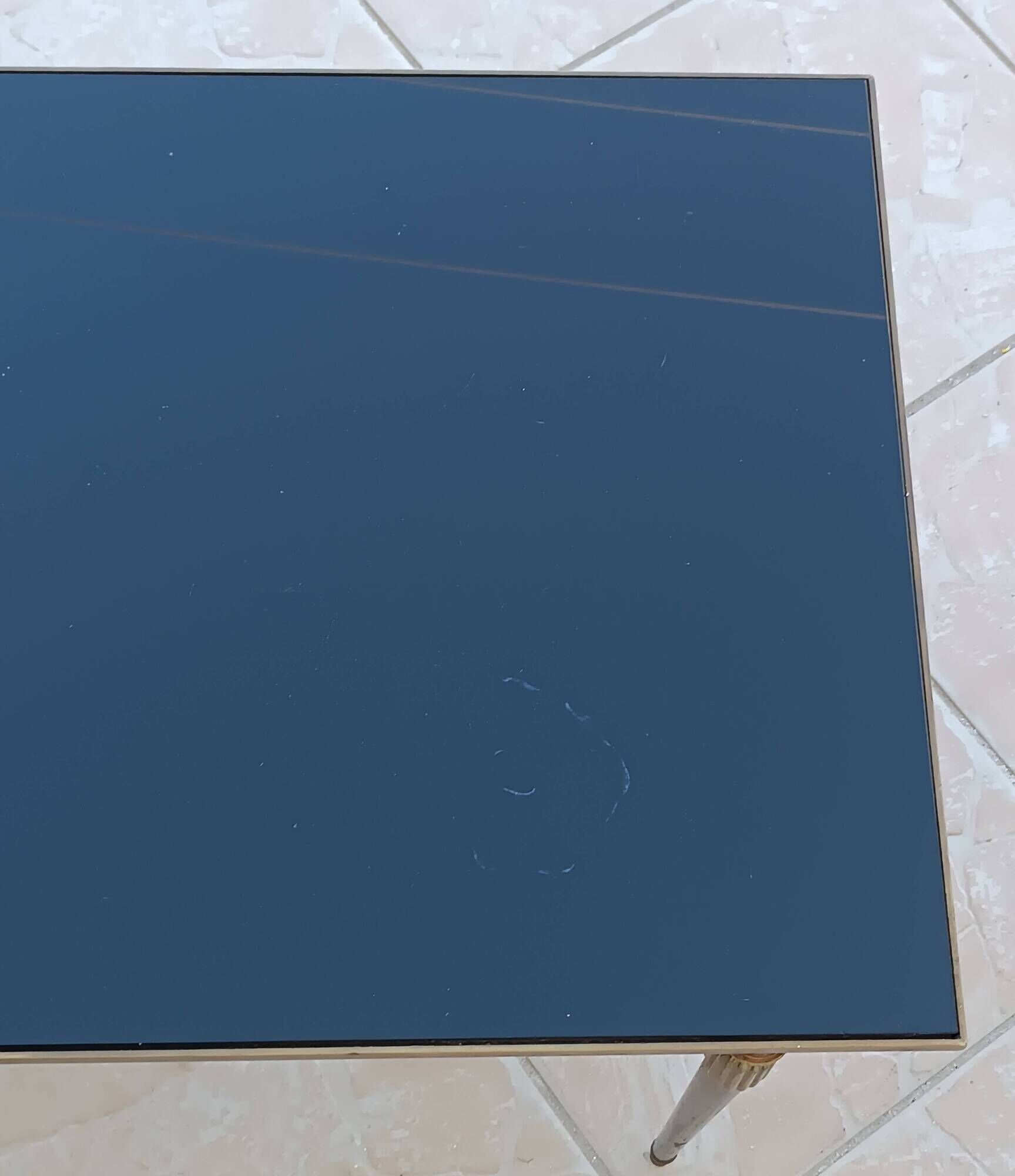 1960s metal and smoked glass coffee table