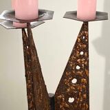 Impressive brutalist 3 candle holder