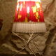 Table lamp, metal base, plastic pleated dayshade and fabrics, design and vintage 1950/60