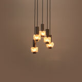 Vintage Chandelier Cascade Hanging Lamp with 5 lamps, 1960