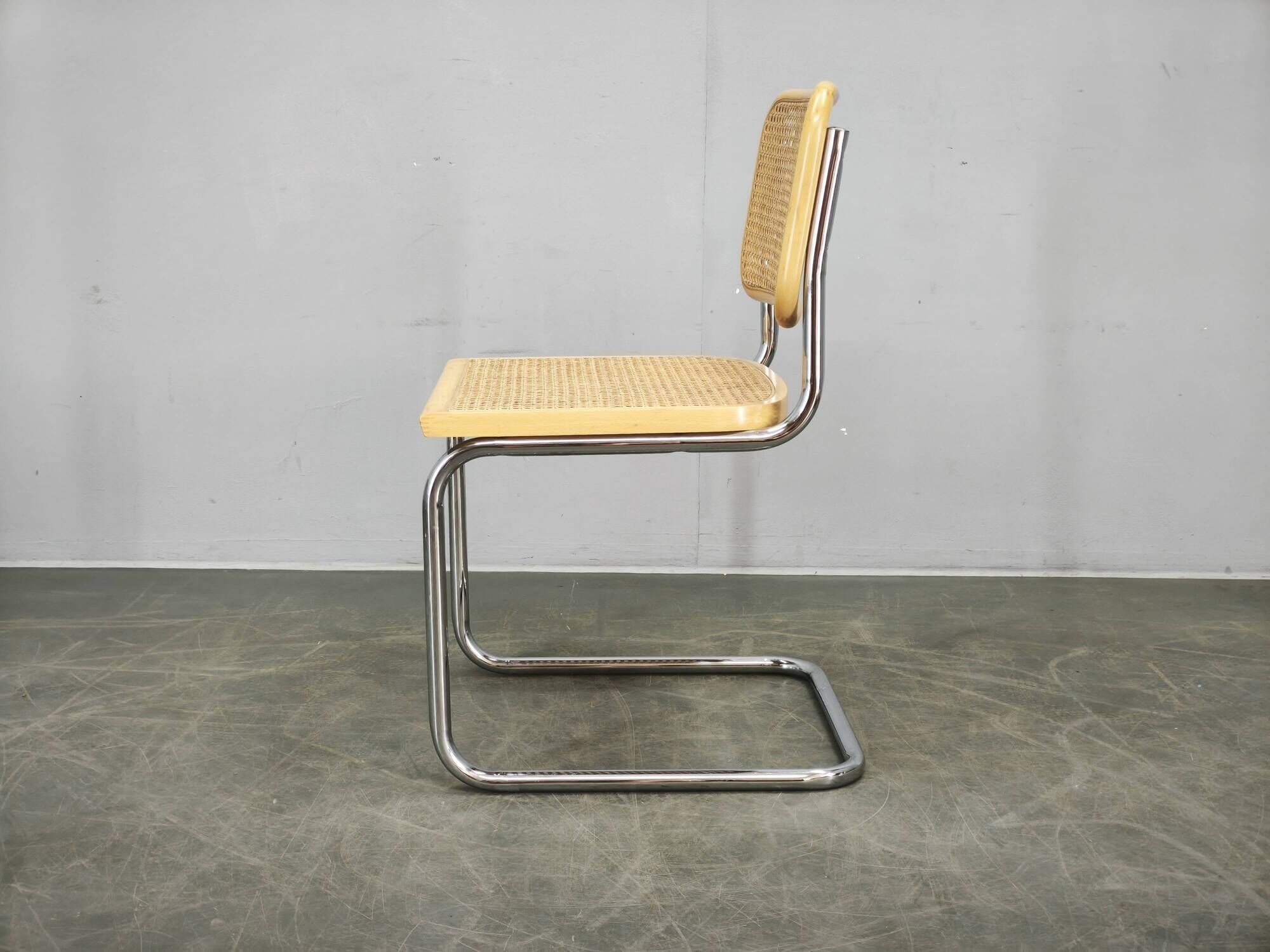Italian Cesca B32 Style Cane and Chrome Cantilever Chair, 1970s