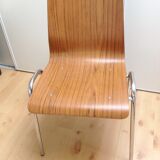 Multiplied wooden chair and chrome feet, vintage 60/70s