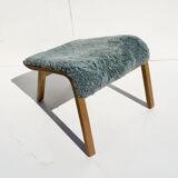 Vintage Easy Chair with Ottoman Sheepskin Midcentury Scandinavian design