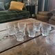 molded glass glasses with geometric decoration – France, 1950s