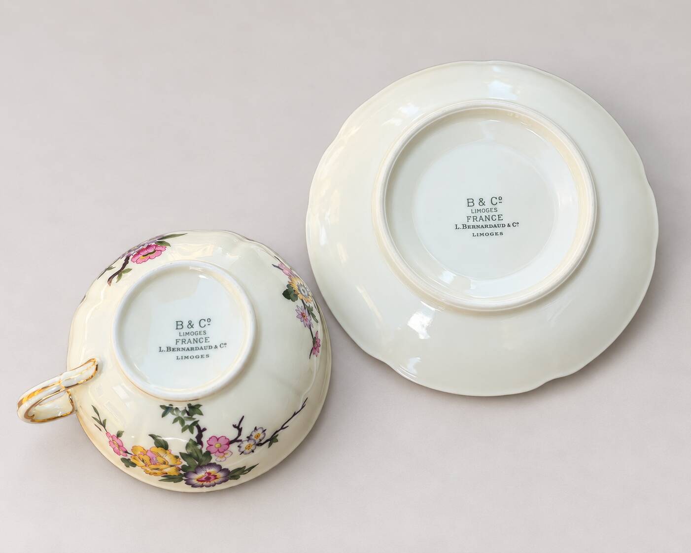 Set of 4 tea cups and saucers Bernardaud Limoges – Chinese Birds