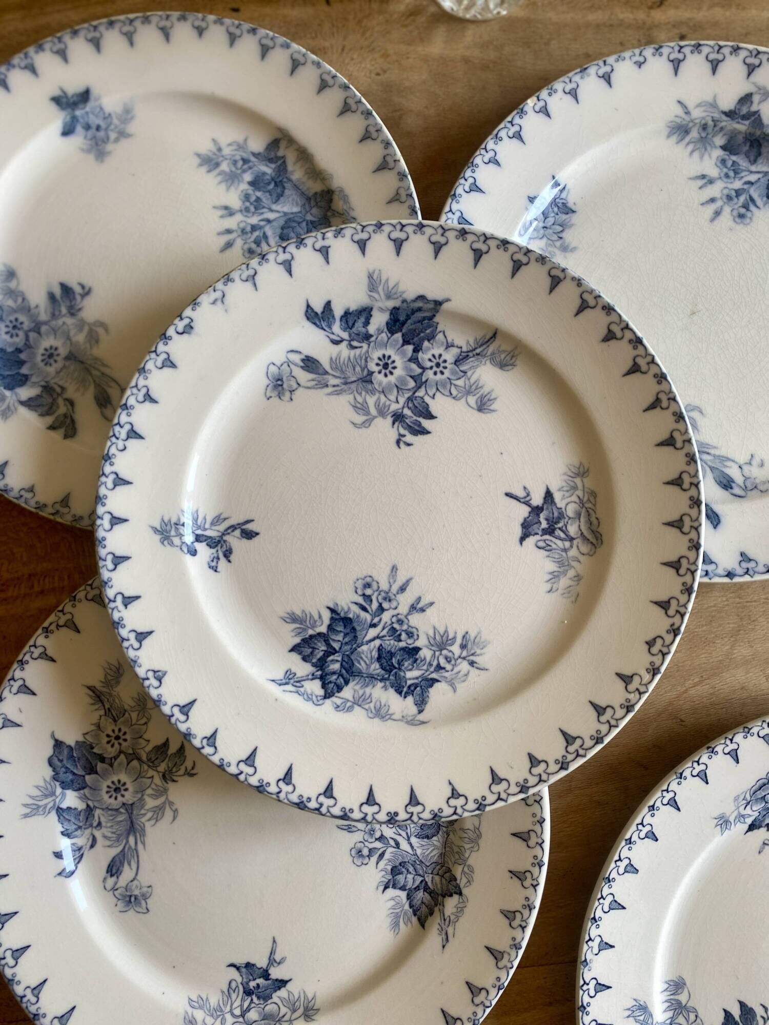 Set of 6 old dessert plates - Flore de Sarreguemines