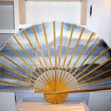 Large wooden and fabric fan