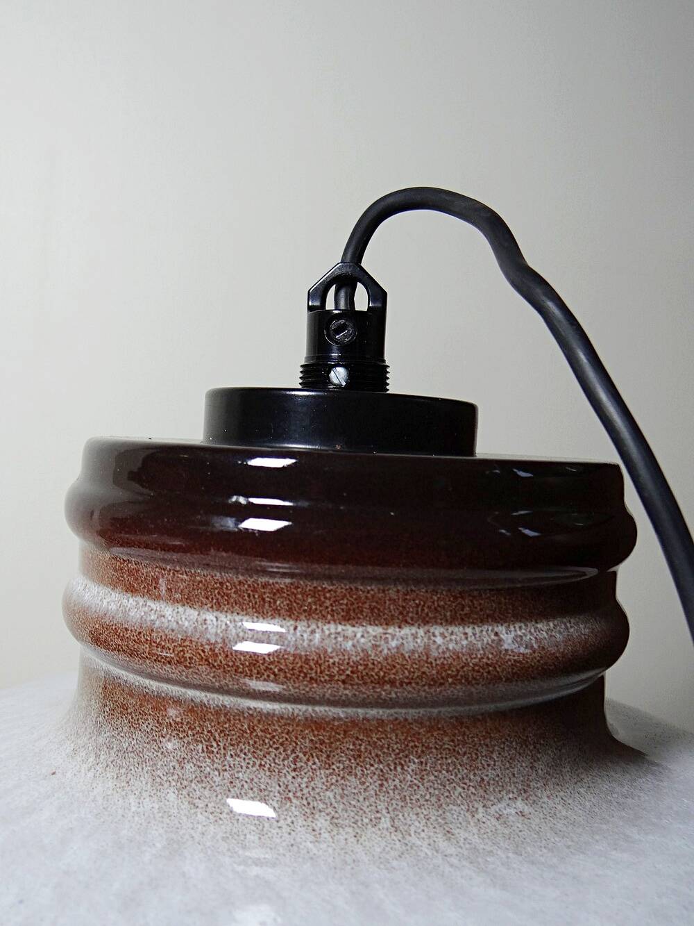 Pair of large Herda pendant lights in glazed ceramic, 1970s