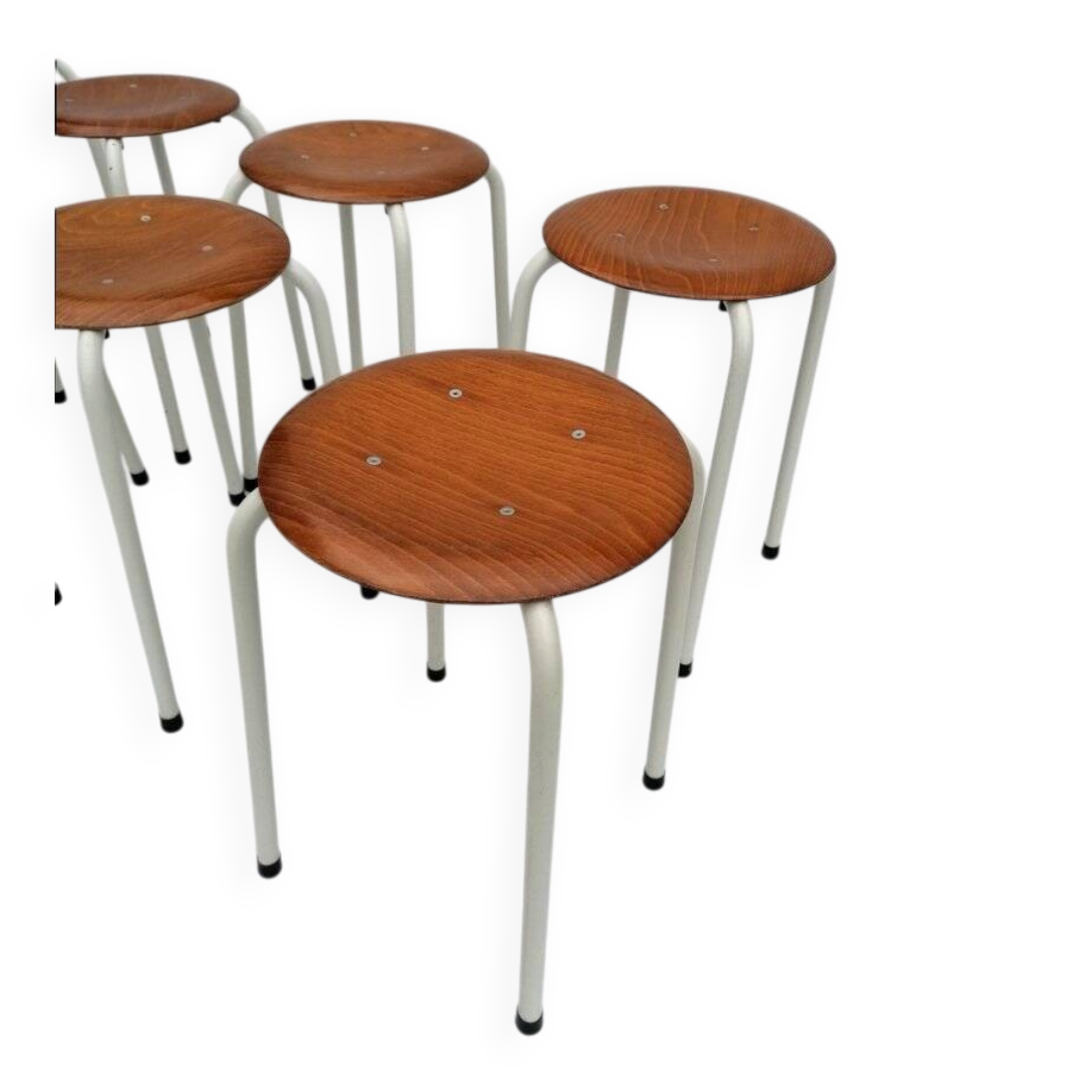 Tabourets néerlandais vintage en contreplaqué, années 1970, ensemble de 4