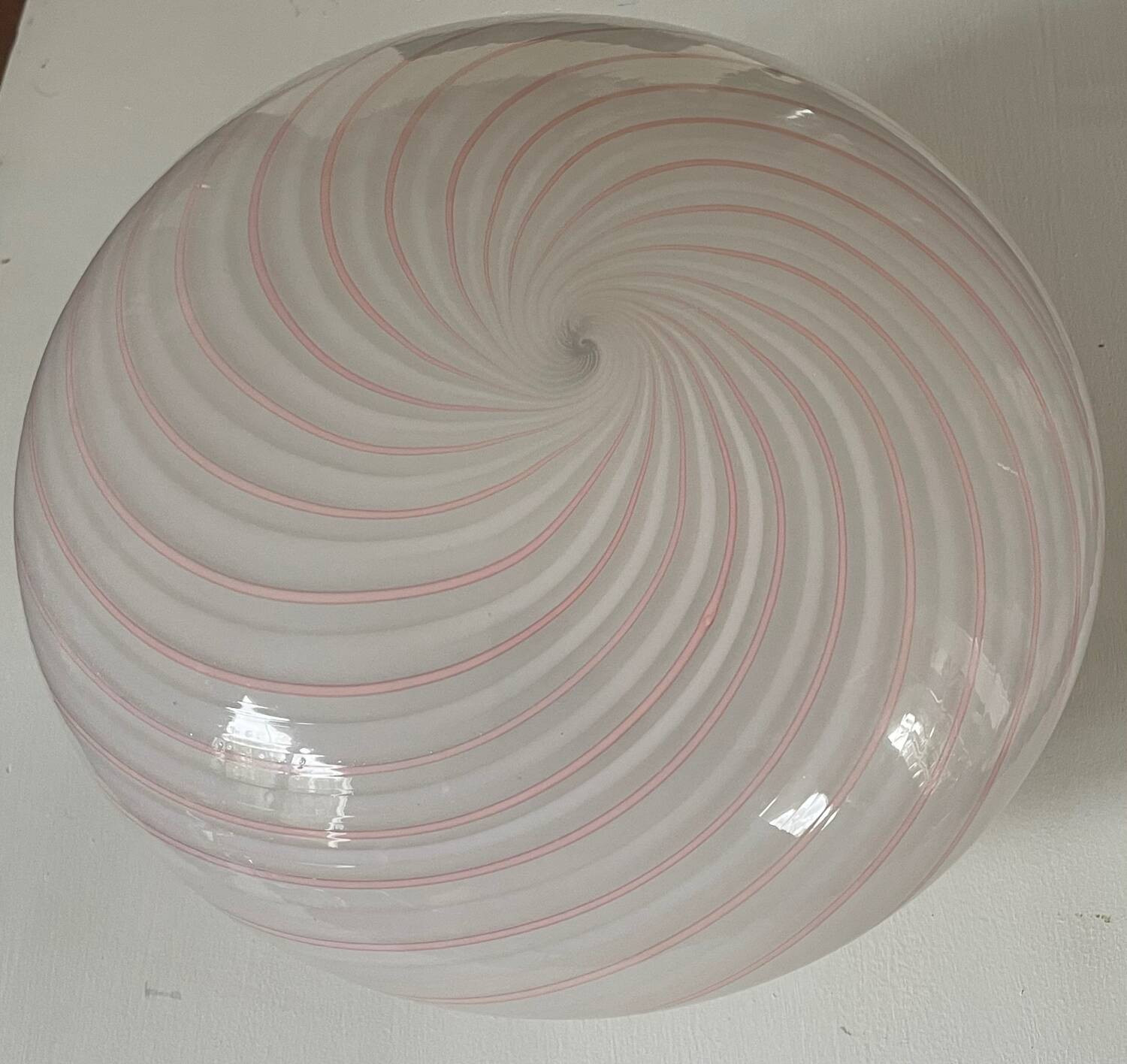 Murano Pink Swirl Glass Ceiling Light by Venini