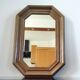 Vintage octagonal mirror in moulded oak – Belgium, circa 1970/1980