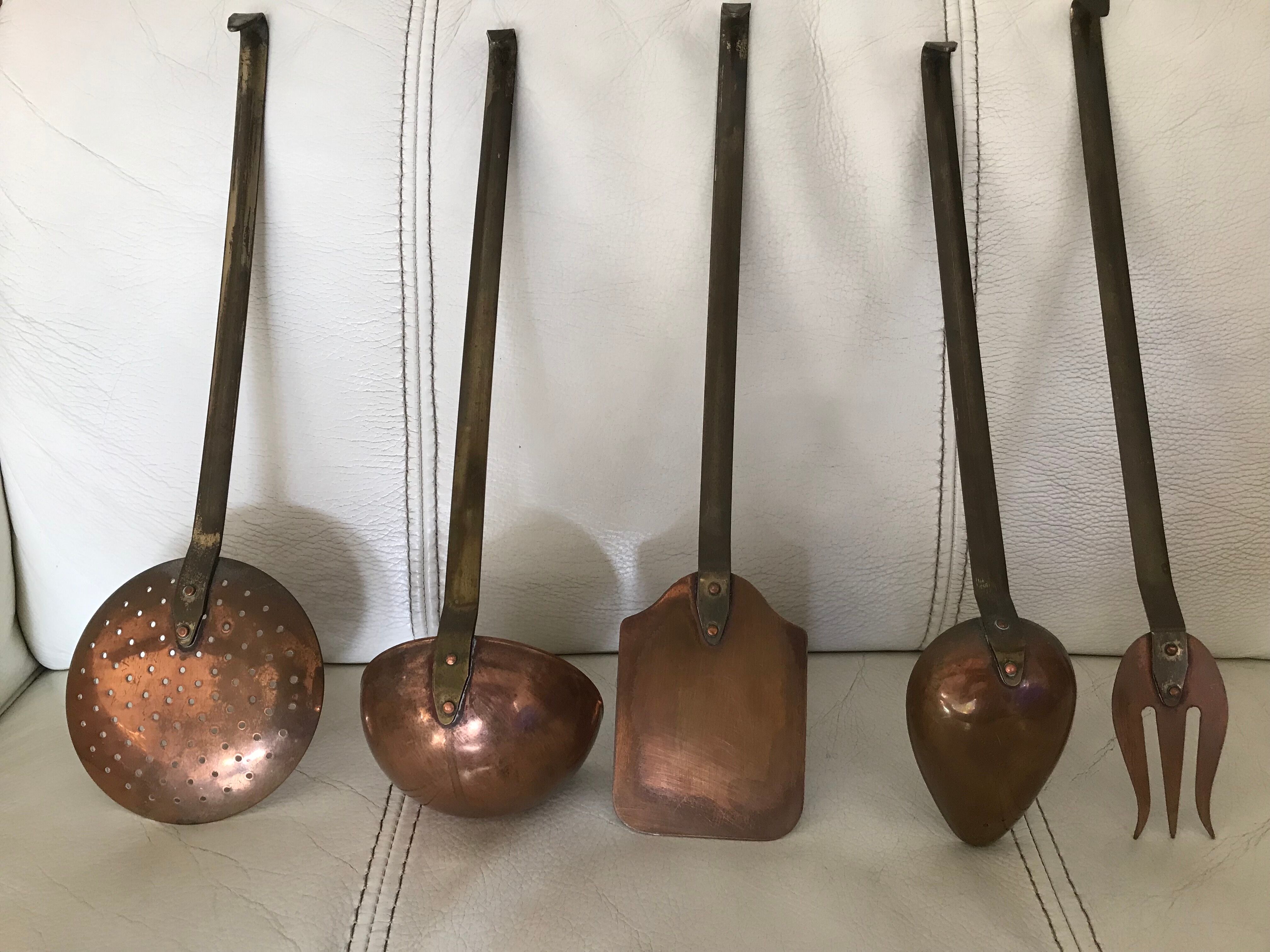 Copper kitchen utensils set