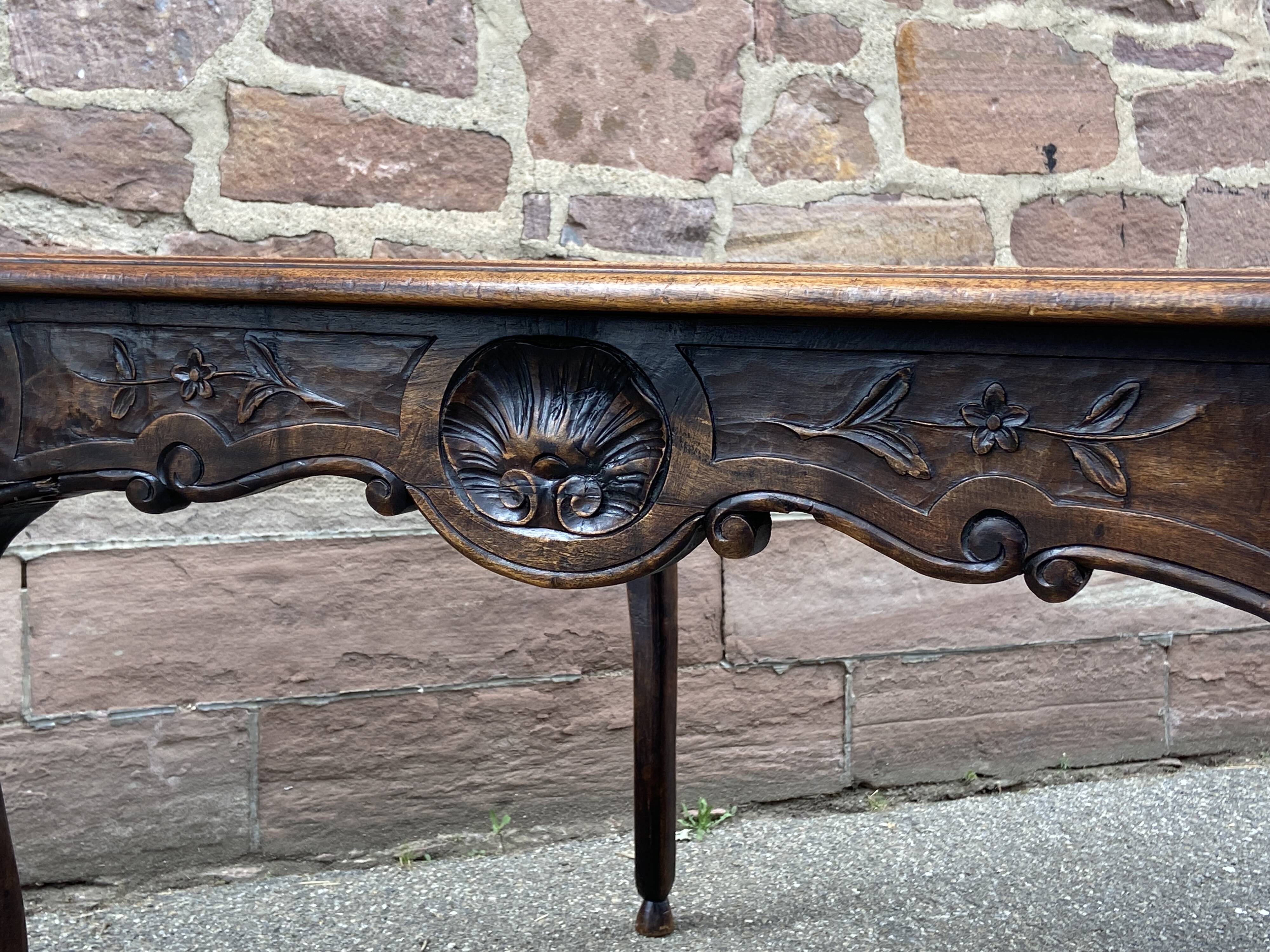 Rocaille louis xv style desk table in walnut provence 1920s
