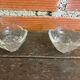Paire de bougeoirs ancien design verre moulé forme pétale vintage #d829