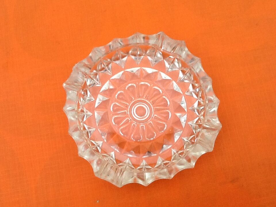Ashtray transparent glass cut and chiseled, 1970s