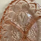 Art Deco pink molded glass aperitif serving dish