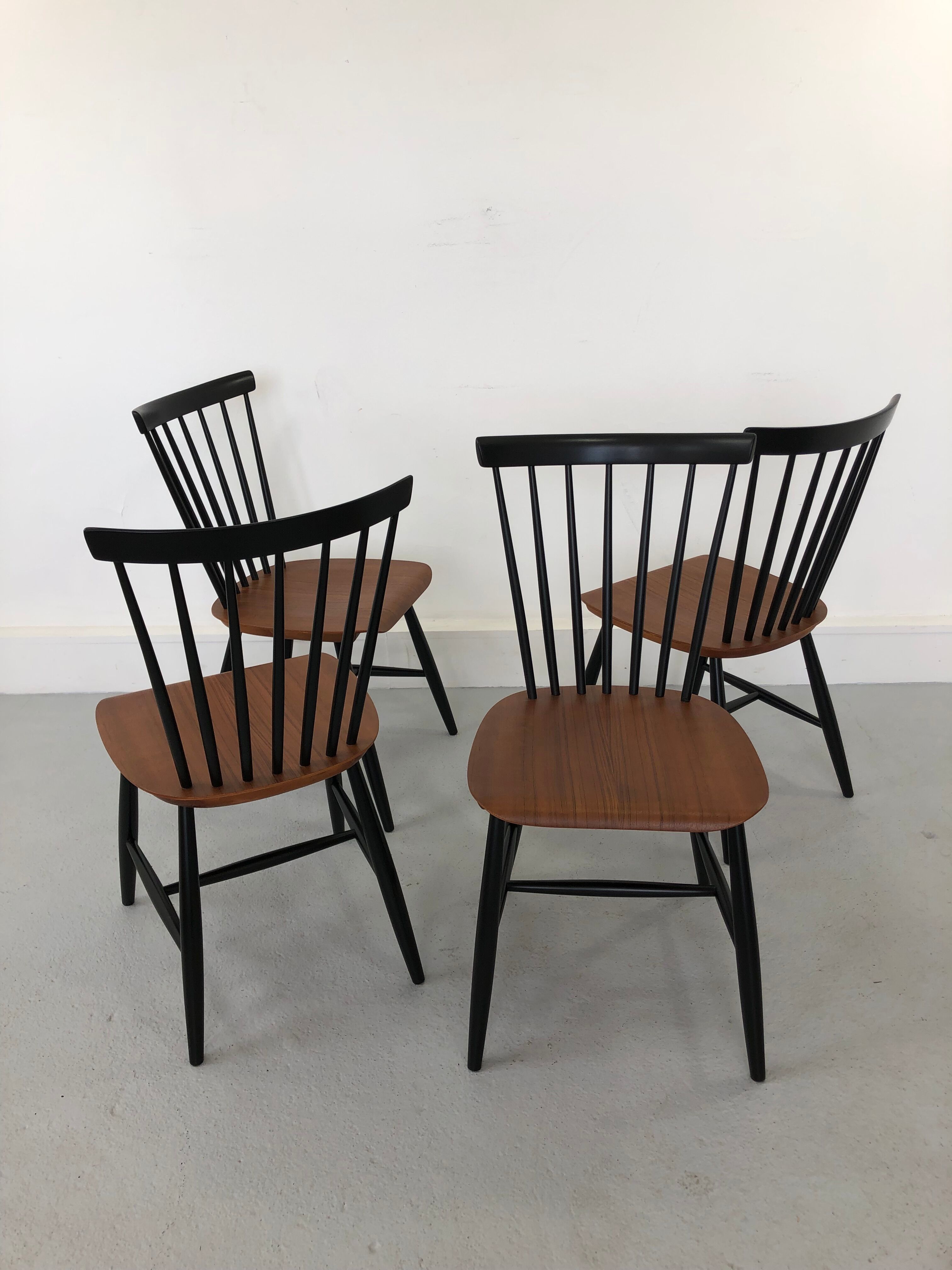 Swedish Teak Chairs by S. E. Fryklund for Hagafors, 1960s, Set of 4