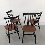 Swedish Teak Chairs by S. E. Fryklund for Hagafors, 1960s, Set of 4