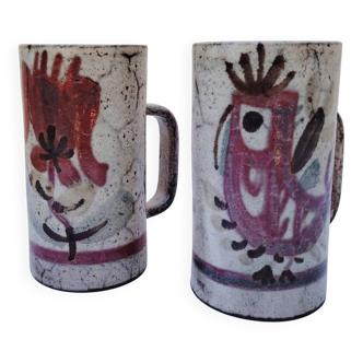 Pair of ceramic mugs, Gustave Reynaud, The Mulberry Tree