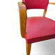 Vintage bridge armchair in wood and red faux leather, 1950s.