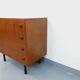 Vintage Scandinavian style chest of drawers in teak and black metal from the 60s