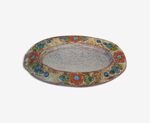 Mirror in ceramic floral decoration 1950 /60