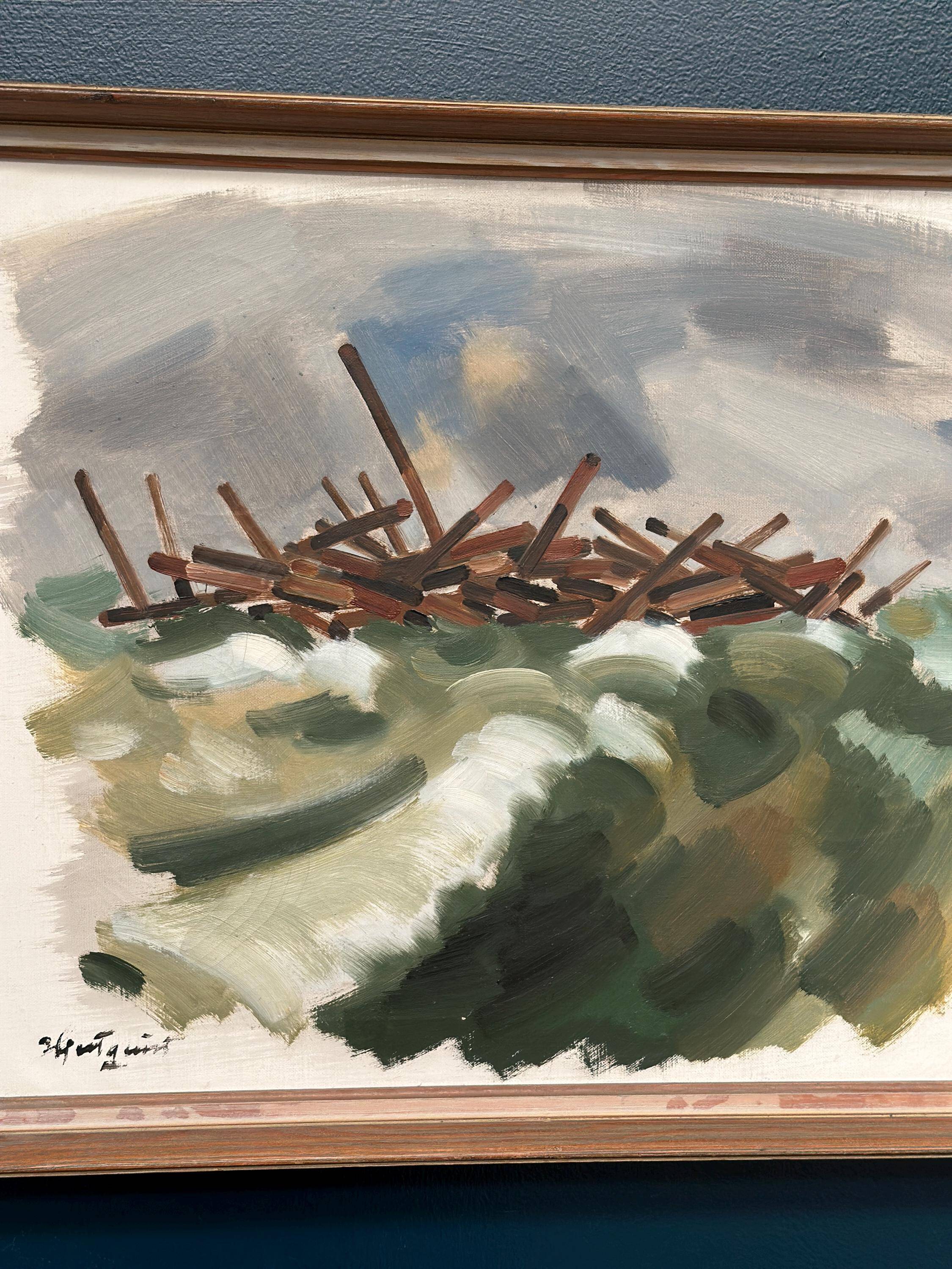 Huile sur toile originale suédoise – « Forêts » par Ivar Hjertqvist – Vintage et encadrée