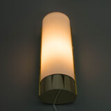 Brass and opaline glass wall lamp, glashutte limburg, 1970s