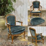 Fauteuil cabriolet de style Louis XV en hêtre