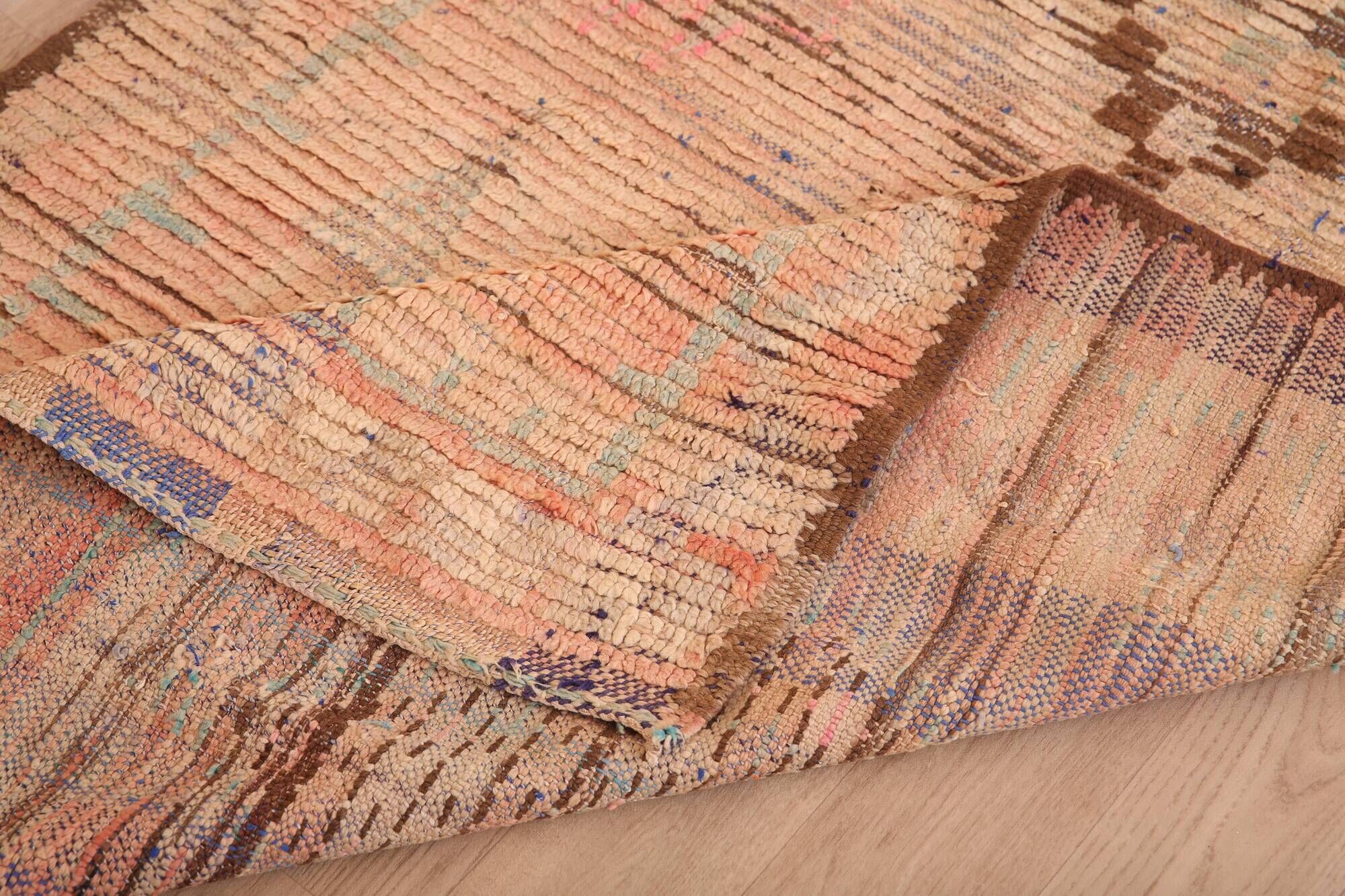 Vintage Moroccan Runner Rug 124 x 256 cm, Berber Wool Rug, Handmade Rug